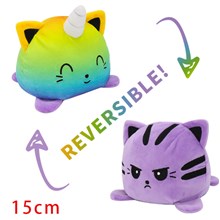 Reversible Plushie Unicorn Cat Stuffed Animal Reversible Mood Plush Double-Sided Flip Show Your Mood!
