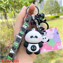 Cute Panda Animal Silicone Toy Keychain Lanyard Wristlet Strap