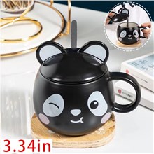 Funny Coffee Mug, Cute Ceramic Panda Mugs, Lovely Animal Tea Cups with Lid and Spoon