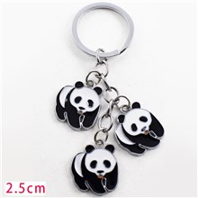 Cute Panda Alloy Keychain Charm Pendants Keyring