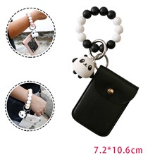 Panda Wristlet Circle Key Ring Bangle Card Pocket for Women