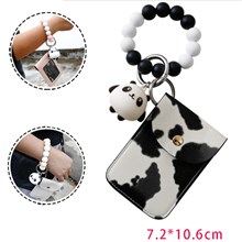 Panda Wristlet Circle Key Ring Bangle Card Pocket for Women