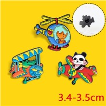 Funny Cartoon Panda Cat Crocodile Enamel Pin Brooch Badge Set