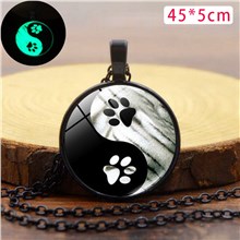 Cat Paw Pendant Luminous Necklace Stained Glass Necklace 