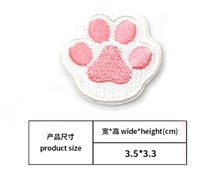 White Cat Paw Embroidered Patch For Clothes DIY Accessories