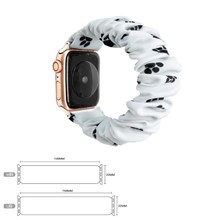 White Cat Paw Apple Watch Band Scrunchies Soft Pattern Printed Fabric Wristband Bracelet Women IWatch Elastic Scrunchy Band