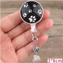 Cat Paw ID Card Badge Reel Retractable Badge Holder For Nurses Teachers Students Office Workers 