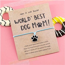 Cat Dog Paw Adjustable Wrap Strand Rope Bracelet With Wish Card 