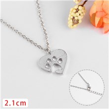 Cat Dog Heart Paw Print Pendant Charm Necklace