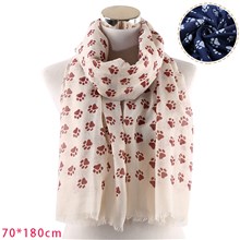 Cute Cat Paw Animals Scarf for Women Head Wrap Scarves 