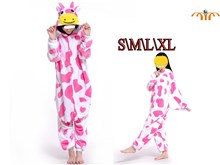 Cartoon Pink Cow Kigurumi Onesie Cosplay Animal Jumpsuit Costume