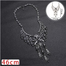 Punk Pirate Skull Tassel Charm Necklace Halloween Horror Necklace