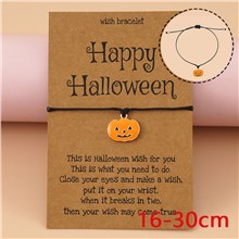 Halloween Pumpkin Adjustable Wrap Strand Rope Bracelet With Wish Card 