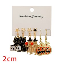 Halloween Cat Skull Witch Pumpkin Alloy Earrings