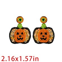 Halloween Pumpkin Handmade Beaded Drop Dangle Earrings