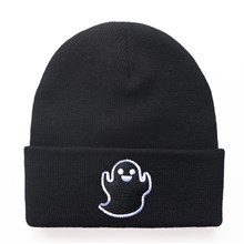 Halloween Ghost Black Knitted Beanie Hat Knit Hat Cap