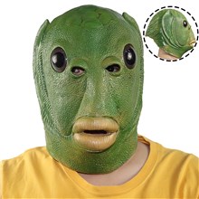 Halloween Costume Fish Head Party Mask Green Adult Animal Cosplay Prop Latex Masks