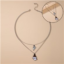 Halloween Ghost Pendant Double Layer Necklaces