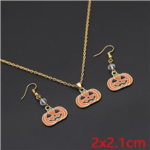 Halloween Theme Pumpkin Alloy Necklace And Earrings Set