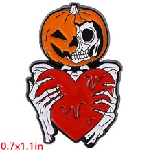 Halloween Pumpkin Skull Enamel Pin Brooch Badge