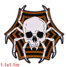 Halloween Spider Skull Enamel Pin Brooch Badge