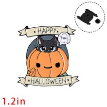 Funny Halloween Pumpkin Cat Enamel Pin Brooch Badge