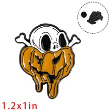 Funny Halloween Skull Pumpkin Enamel Pin Brooch Badge