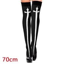 Halloween Thigh High Long Stockings Over Knee Socks Cosplay Gothic Cross Bad Nun