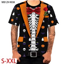 Men's Halloween Gothic Skeleton 3D Printed Short Sleeve T Shirt