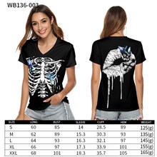 Women Halloween Skeleton 3D Printed Short Sleeve T Shirt