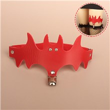 Halloween Goth Red Bat PU Leather Leg Harness Punk Heart Garter Belt 