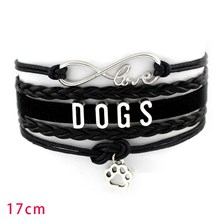 Dog Paw Black Braided Leather Bracelets