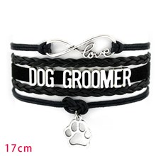 Dog Paw Black Braided Leather Bracelets