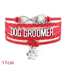 Dog Paw Red Braided Leather Bracelets