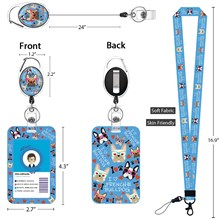 Funny Pug Dog Lanyard Card Holder Case Cute Holder Retractable Badge Reel Clip Set