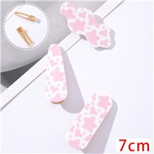 Pink Cow Print Acrylic Resin Hair Clips Hairpins Set