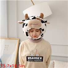 Funny Novelty Cute Cow Plush Hat Photo Props Dress Up Hat Cosplay Halloween Party Costume Headgear