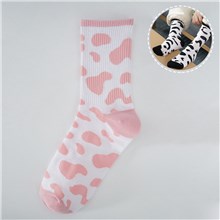 Cute Pink Cow Print Socks