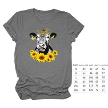 Cow Sunflower Grey Women T Shirt