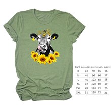 Cow Sunflower Green Women T Shirt