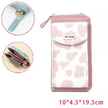 Cute Pink Cow Print PU Leather Wallet Phone Bag