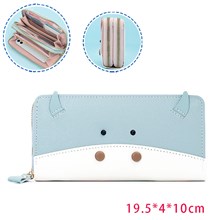 Cute Cow Blue Long PU Leather Wallet