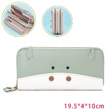 Cute Cow Green Long PU Leather Wallet