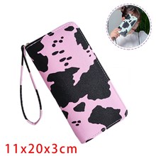 Cute Cow Print Womens PU Leather Wallet Wristlet Coin Purse 