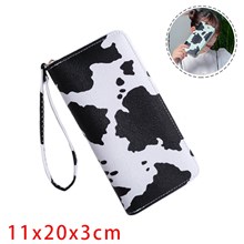 Cute Cow Print Womens PU Leather Wallet Wristlet Coin Purse 