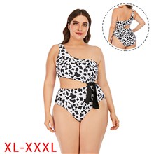 Cow Print Women's Sexy Triangle Bathing One Piece Swimsuit Bikini Set