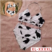 Cow Print Women's Sexy Triangle Bathing Two Pieces Swimsuit Bikini Set