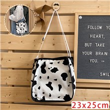 Cow Print Canvas Shoulder Bag