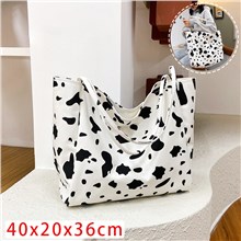 Cow Print Canvas Shoulder Bag