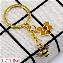 Cute Alloy Honeycomb Charm With Bee Keychain